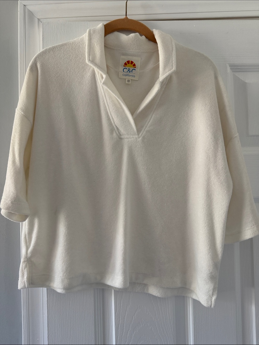 C&C California Ivory Terry Polo Shirt Size Medium NWOT